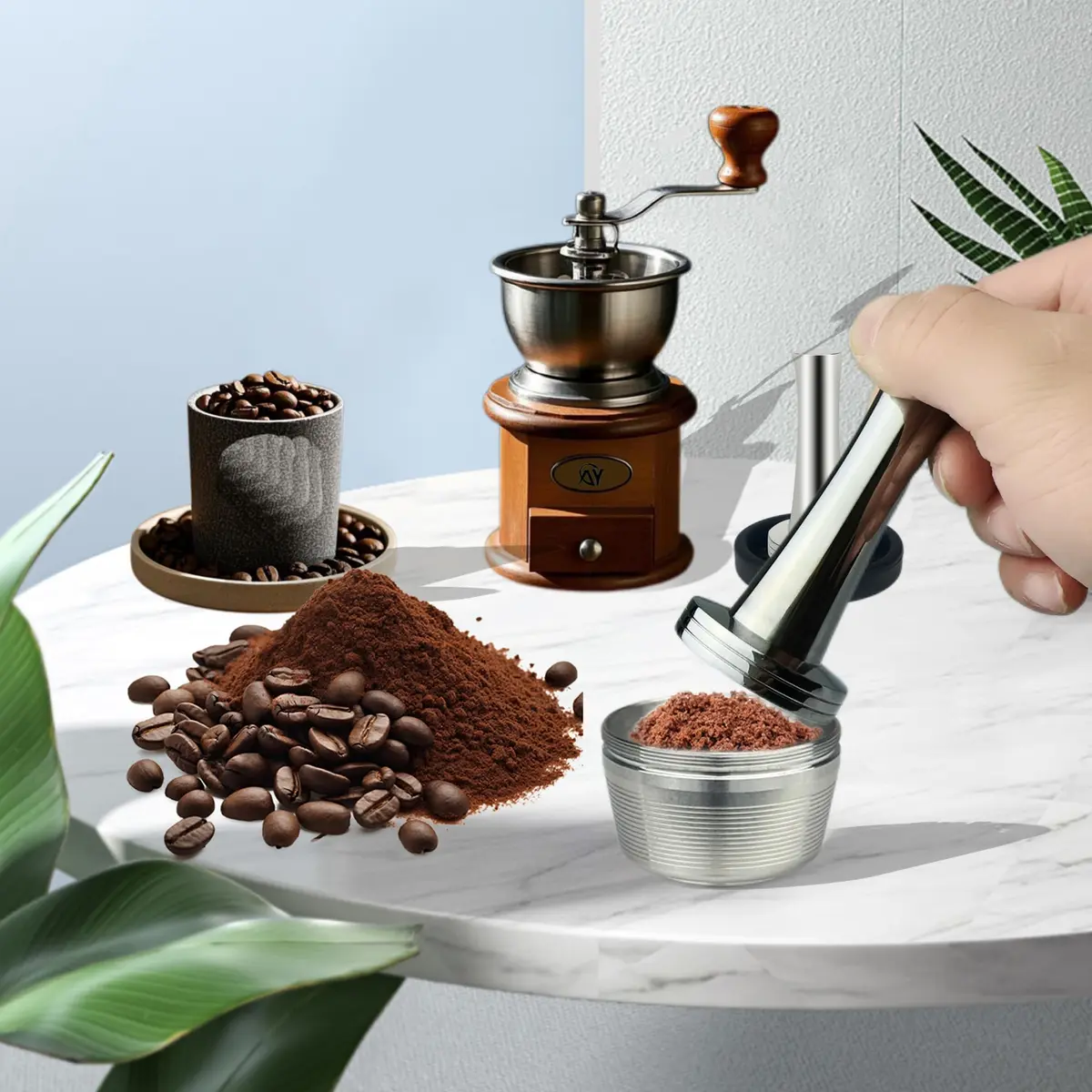 Boicafe 39mm Coffee Tamper with Mat & Brush - 304 Stainless Steel Base, Heavy Duty Espresso Presser (Silver) - view 5