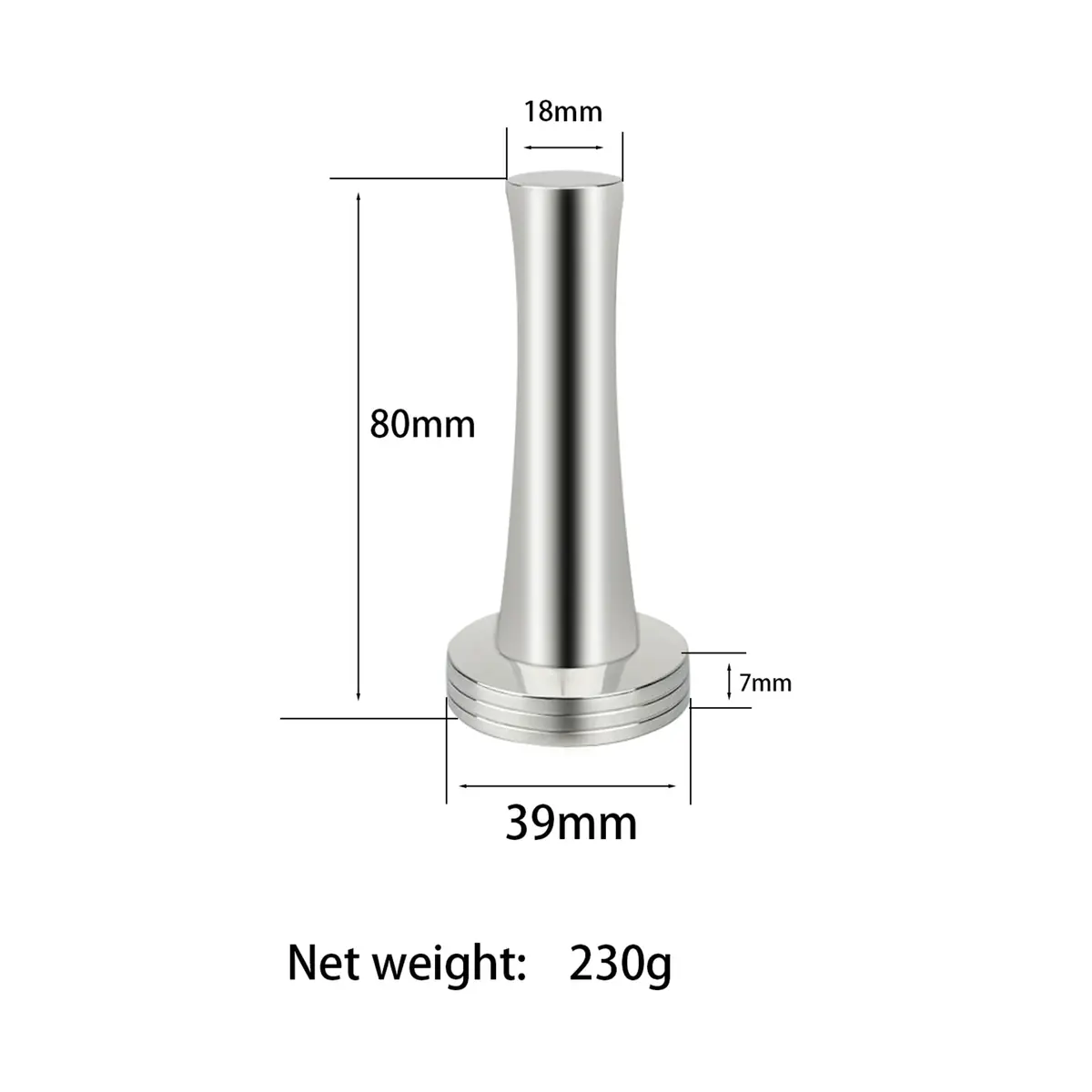Boicafe 39mm Coffee Tamper with Mat & Brush - 304 Stainless Steel Base, Heavy Duty Espresso Presser (Silver) - view 3