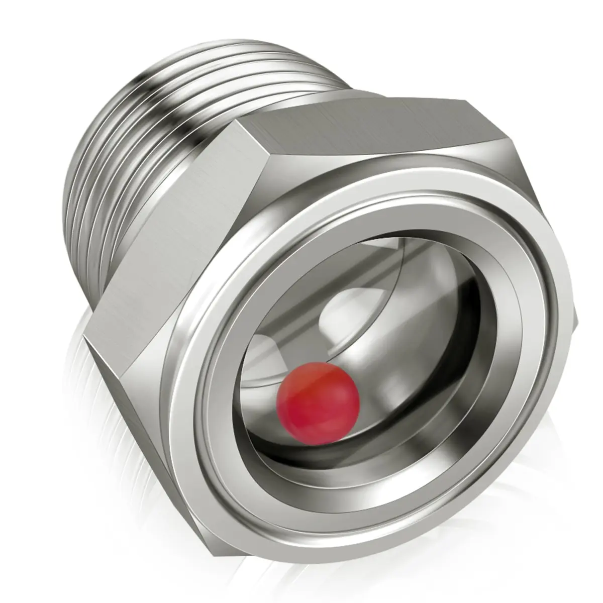 Boltigen Stainless Steel Oil Sight Glass 1/2 NPT Male Hex Head | Pressure Rated 800 PSI - main product image