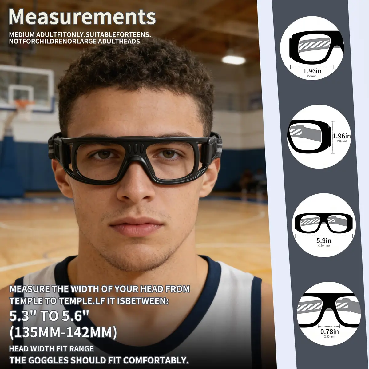 SooGree Professional Sports Goggles 8068, 0.15 kg (0.33 lb) | Impact Resistant Anti-Fog Eyewear - view 7