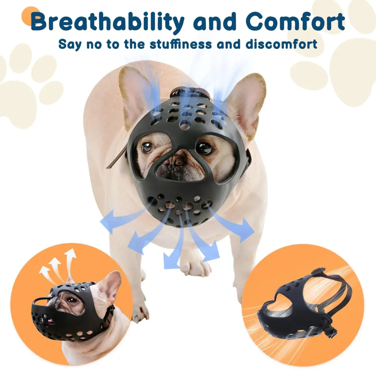 BARKLESS Frenchie Muzzle for Short Snout Dog Muzzle Size M (15"-16.5") | Breathable & Drinkable for Flat-Faced Breeds - view 4