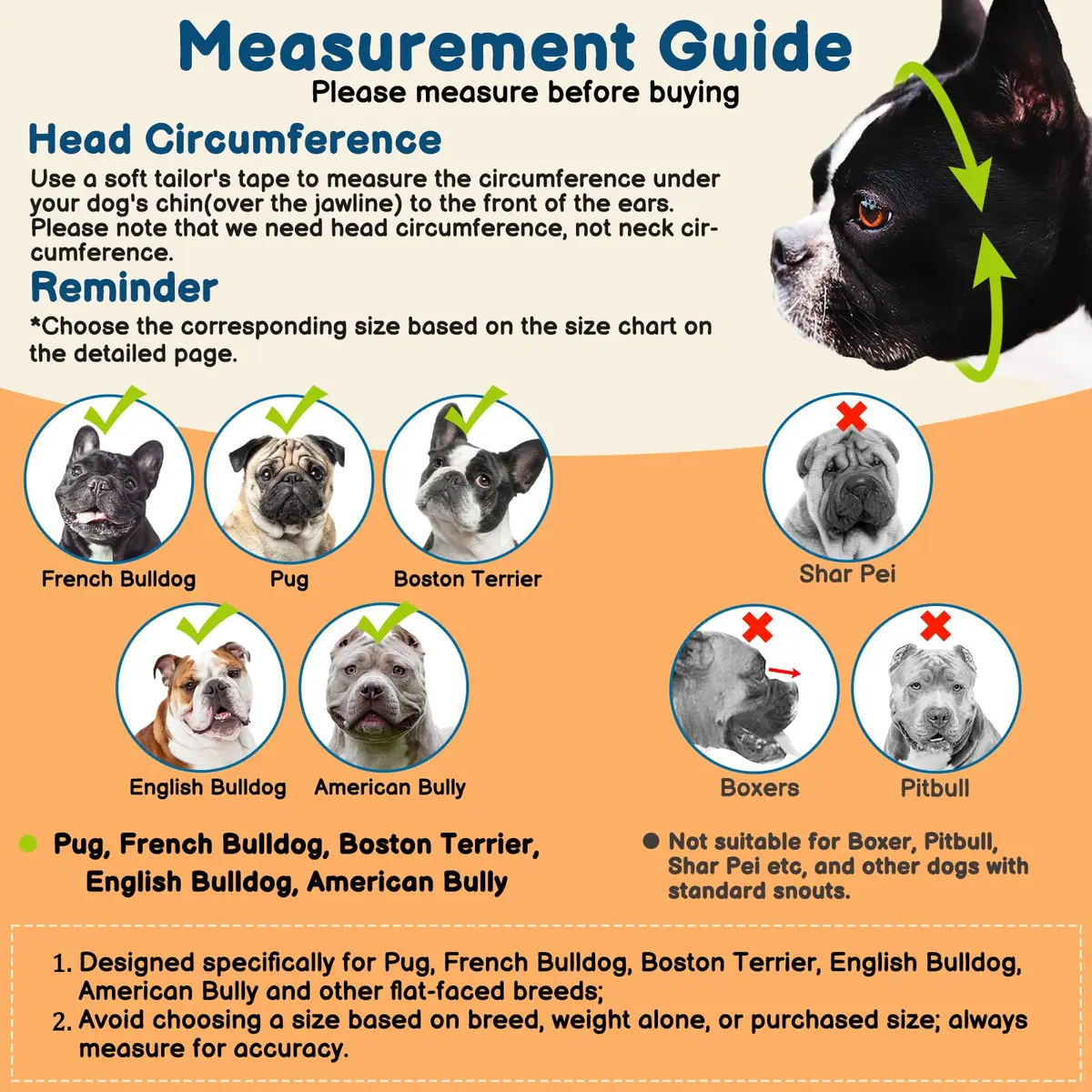 BARKLESS Frenchie Muzzle for Biting, Breathable Short Snout Dog Muzzle for French Bulldogs, Boston Terriers, Size M (15"-16.5") - view 5