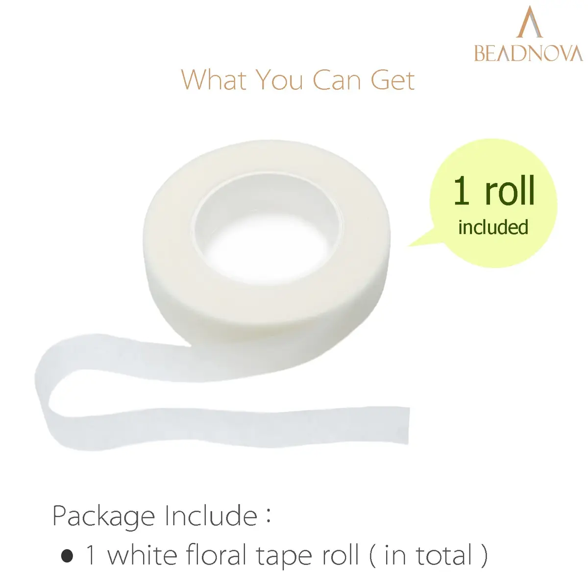 BEADNOVA Floral Tape 1/2inch White | Flexible, Strong & Easy to Tear for Bouquets & Crafts - view 3