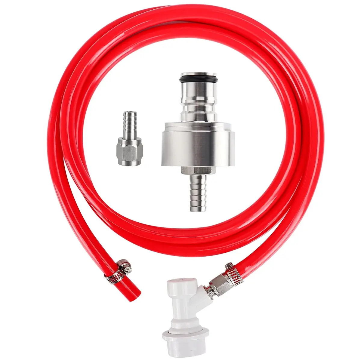 Hgkeke 5.5ft CO2 Gas Line Tubing Kit with Carbonation Cap & Ball Lock Disconnect | Stainless Steel & Red PVC (Pack of 1) - main product image