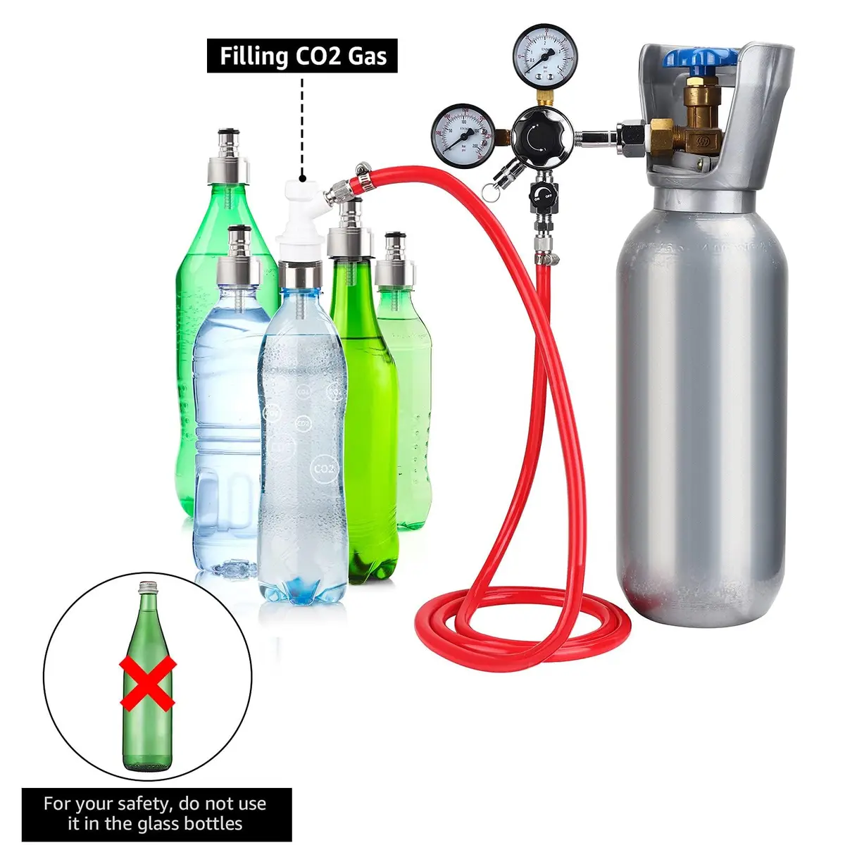 Hgkeke 5.5ft CO2 Gas Line Tubing Kit with Carbonation Cap & Ball Lock Disconnect | Stainless Steel & Red PVC (Pack of 1) - view 5