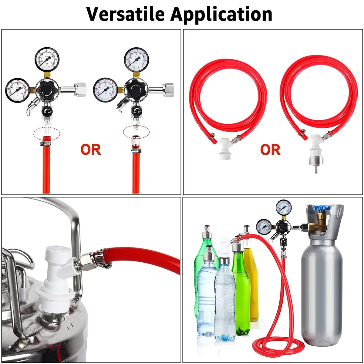 Hgkeke 5.5ft CO2 Gas Line Tubing Kit with Carbonation Cap & Ball Lock Disconnect | Stainless Steel & Red PVC (Pack of 1) - view 6