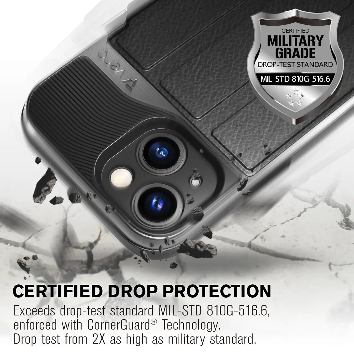 VENA vCommute Wallet Case for iPhone 13 Mini, Black | Military Drop Protection & Magnetic Stand - view 5