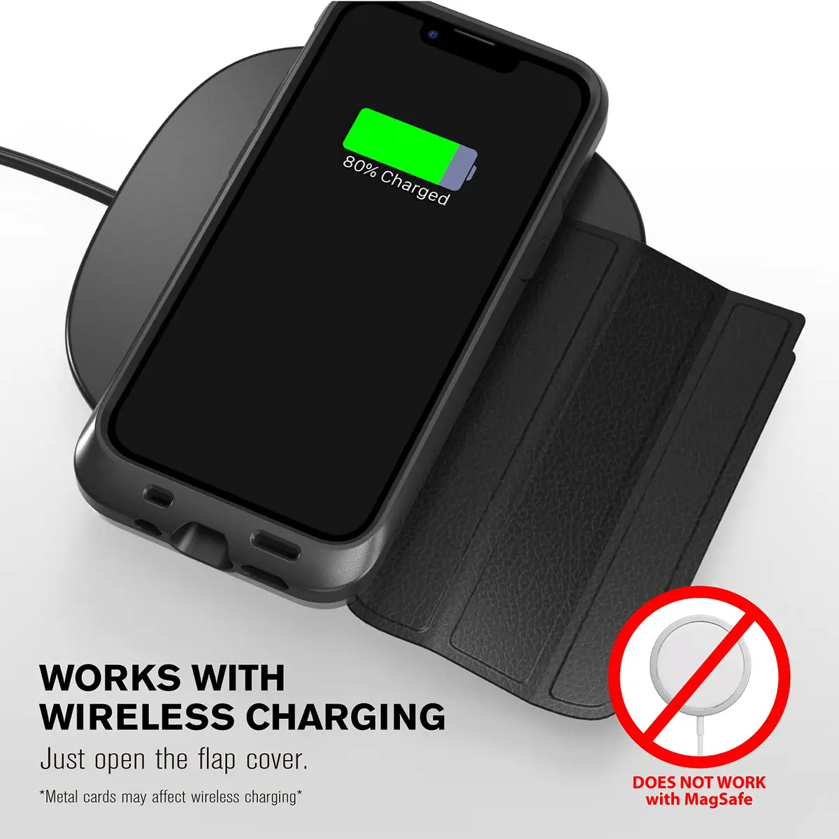 VENA vCommute Wallet Case for iPhone 13 Mini, Black | Military Drop Protection & Magnetic Stand - view 9