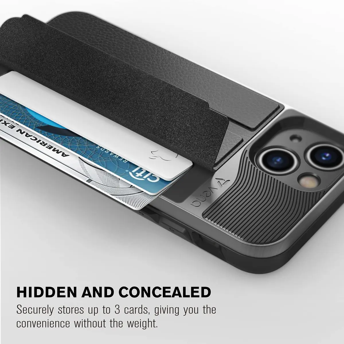 VENA vCommute Wallet Case for iPhone 13 Mini, Black | Military Drop Protection & Magnetic Stand - view 3