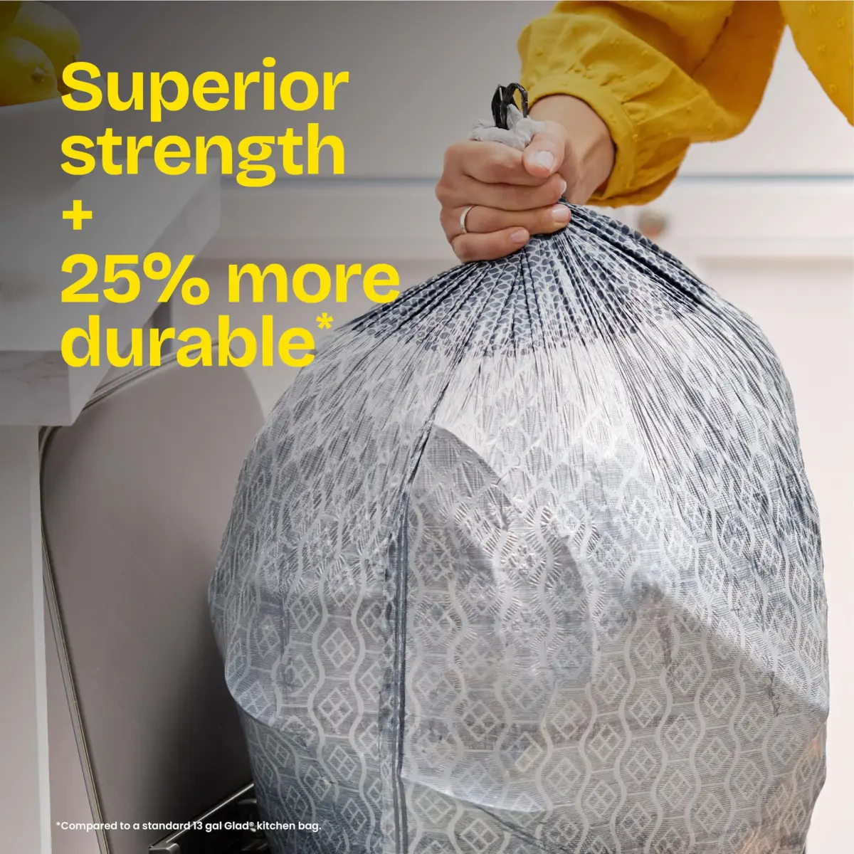 Glad ForceFlex MaxStrength Tall Kitchen Trash Bags 13 Gal 34 Count | Odor Control & Leak Protection - view 5