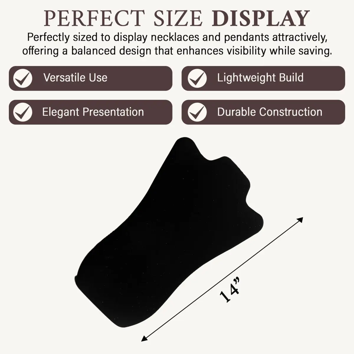 RJ Displays Velvet Necklace Jewelry Display Stand Holder 36cm (14") | Organizes Necklaces for Retail & Personal Use - view 6