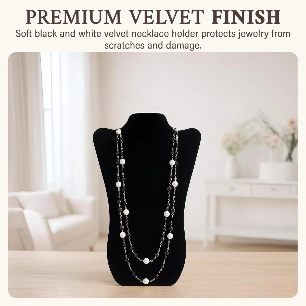 RJ Displays Velvet Necklace Jewelry Display Stand Holder 36cm (14") | Organizes Necklaces for Retail & Personal Use - view 2