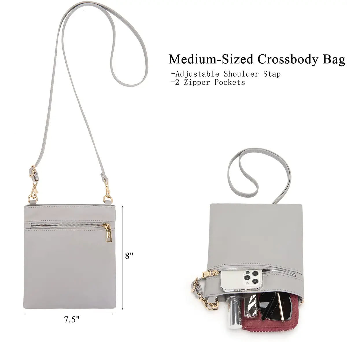 Idesort Large Hobo Purse and Wallet Set for Women — Grey, 3-Piece Set | Water & Fade Resistant Synthetic Leather - view 3