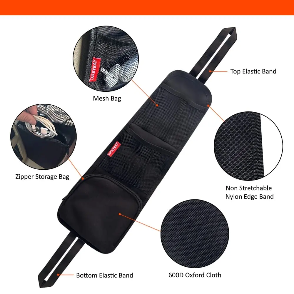 Luckybay Car Seat Side Organizer 16.5" × 5.5" | Universal Fit for Cars & SUVs, Waterproof, Durable - view 4