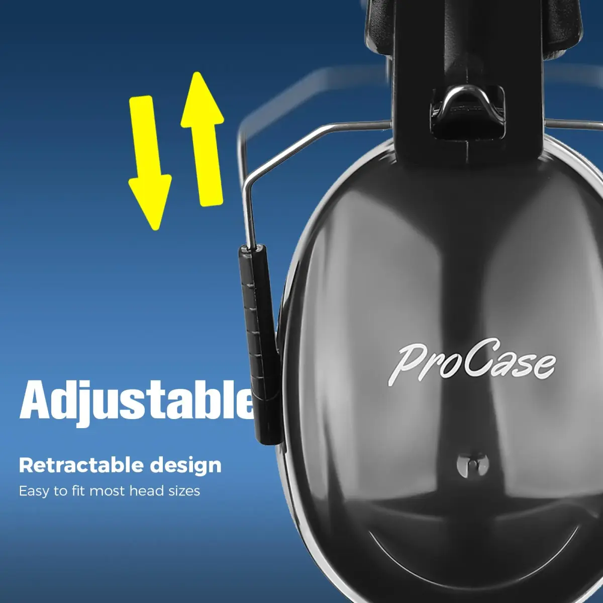 ProCase NRR 32dB Safety Earmuffs, Hearing Protection for Adults & Kids | Foldable Noise Reduction Earmuffs with Comfortable Fit for Shooting, Construction, Mowing and Sensory Support-Black - view 3