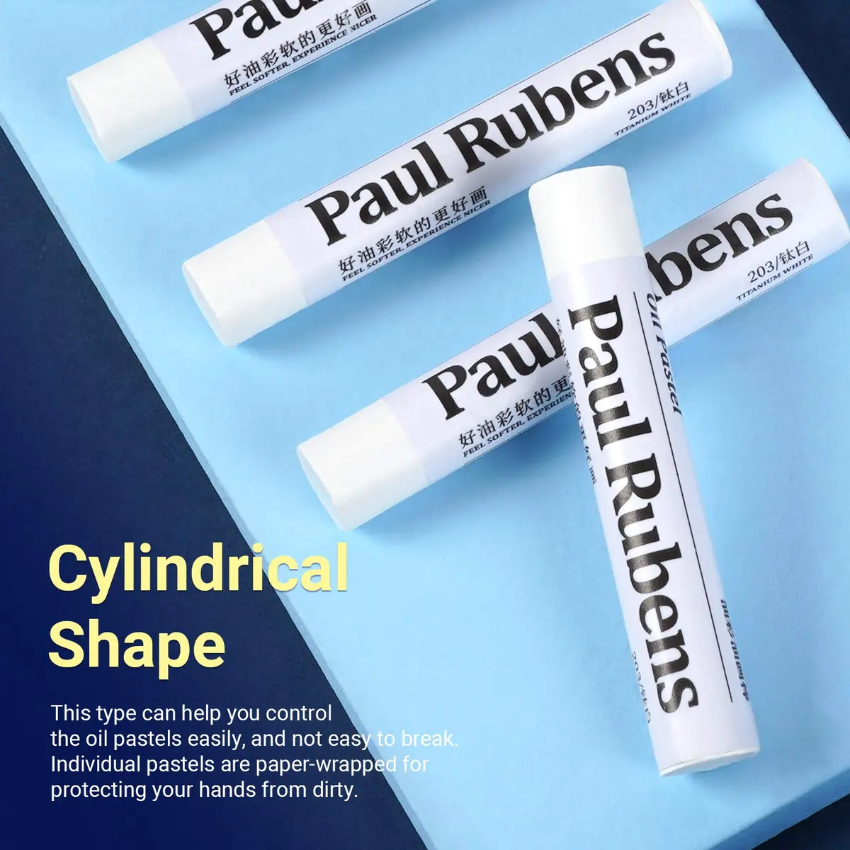 Paul Rubens White Oil Pastels 6 Count (Pack of 1) | Pure White Pigment for Highlights & Mixing - view 2