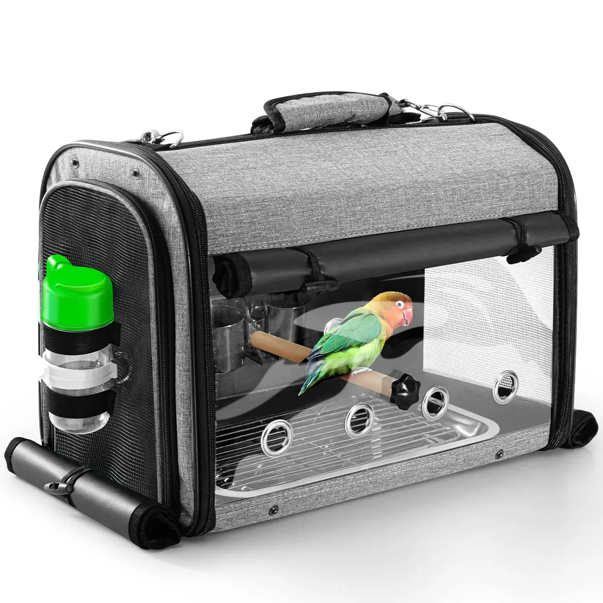 Suertree Bird Carrier Backpack with Stand 44.7cm (17.6") | Lightweight Portable Cockatiel Travel Cage with Accessories - main product image