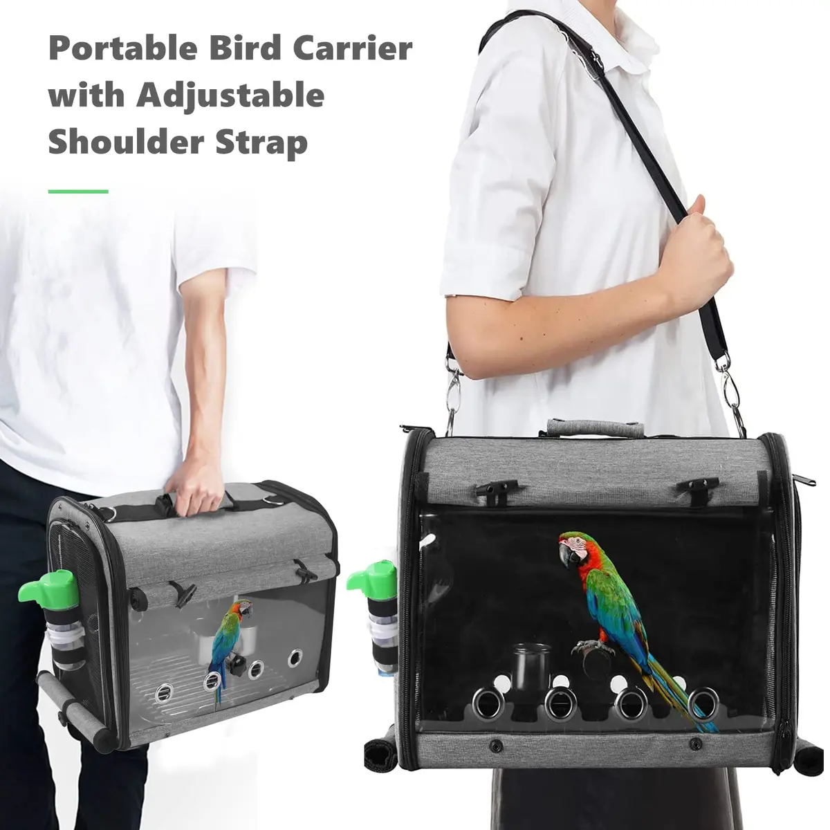 Suertree Bird Carrier Backpack with Stand 44.7cm (17.6") | Lightweight Portable Cockatiel Travel Cage with Accessories - view 5