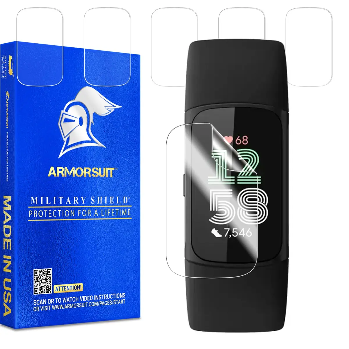 ArmorSuit 6 Pack for Fitbit Charge 6 / Charge 5 Screen Protector MilitaryShield HD Clear TPU Film - Made in USA | Military-Grade Defense & Self-Healing - main product image