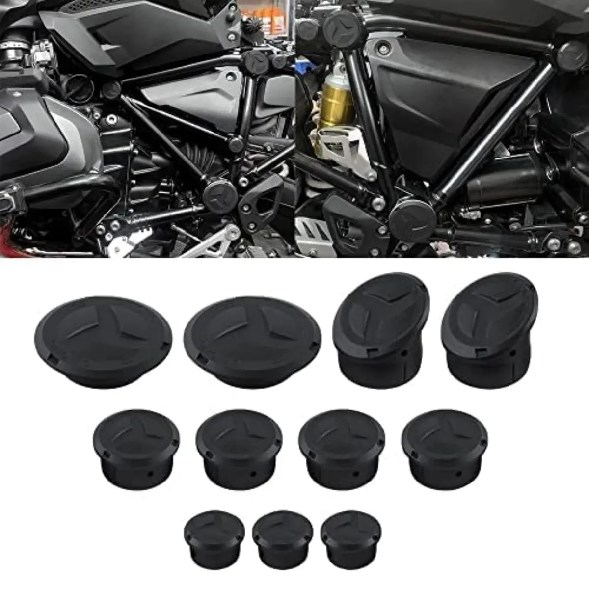 NICECNC Motorcycle Frame Hole Caps Cover Plug Set for BMW R1250/R1200 GS LC/Adv (11-Piece Set) - main product image