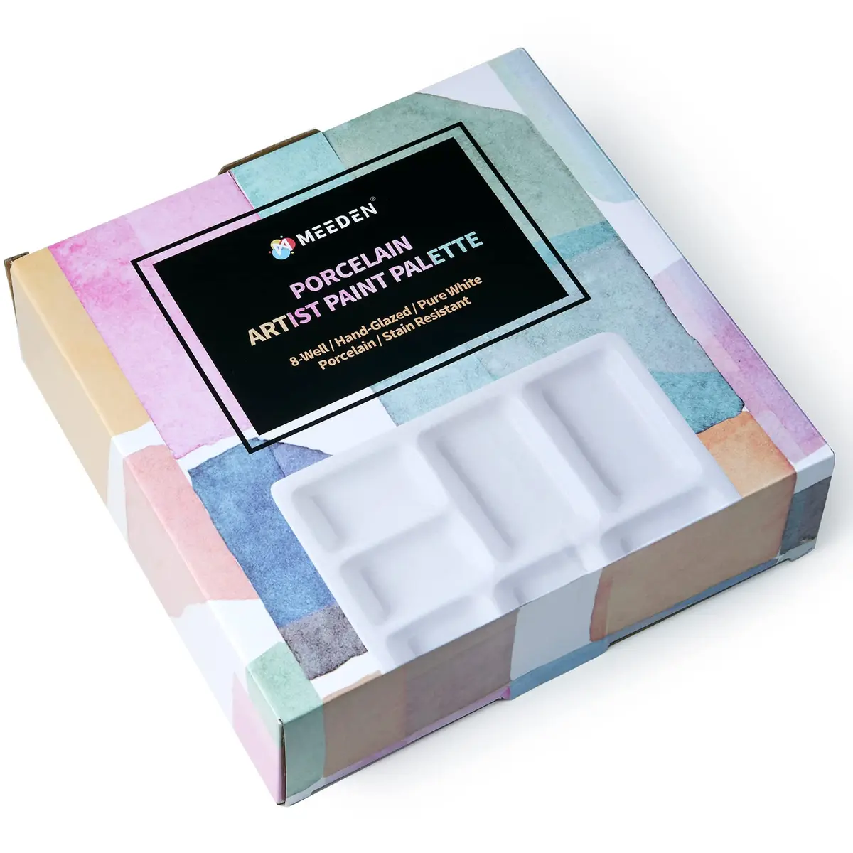 MEEDEN Ceramic Watercolor Paint Palette: 8-Well Artist Mixing Tray 7x7 | Durable, Lightweight & Easy to Clean - view 7