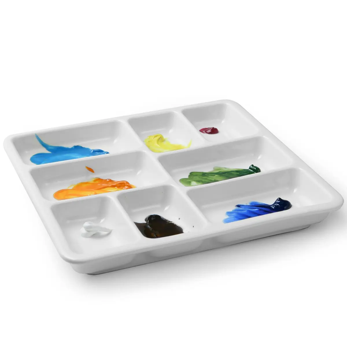 MEEDEN Ceramic Watercolor Paint Palette: 8-Well Artist Mixing Tray 7x7 | Durable, Lightweight & Easy to Clean - view 3