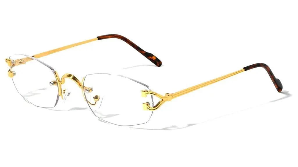 FLAWLESS EYEWEAR Men Women Classy Elegant Sophisticated Style Clear Lens EYE GLASSES Gold Rimless Frame 55mm (2.17in) - main product image