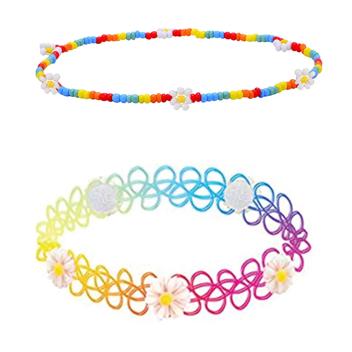 BodyJ4You 2PC 90s Choker Necklace for Women - Rainbow Boho Y2K Charm | Versatile Retro Accessory - main product image