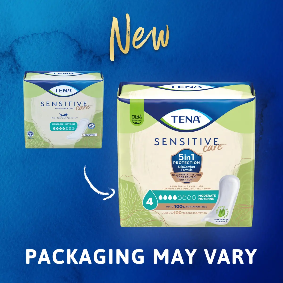 TENA Sensitive Care Moderate Incontinence Pads for Women, Regular, 216 Count | Dermatologist Tested & Hypoallergenic - view 2