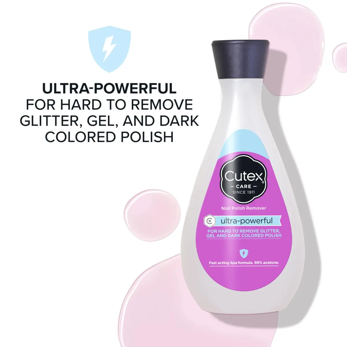 Cutex Ultra Powerful Nail Polish Remover 300ml (10.1 Fl Oz) | Removes Gel, Glitter & Dark Polish - view 3