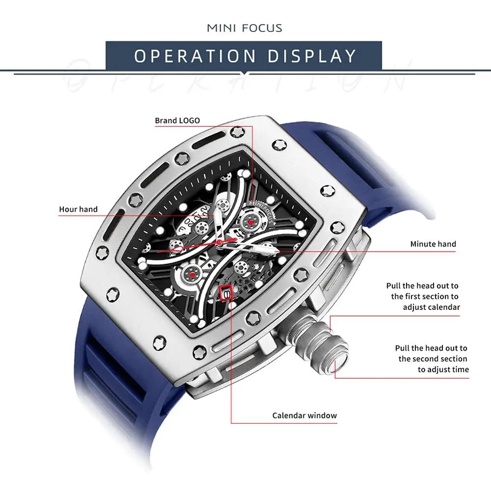 MF MINI FOCUS Blue Watch for Men 4.2cm Dial Waterproof Quartz Sport Wristwatch - view 6