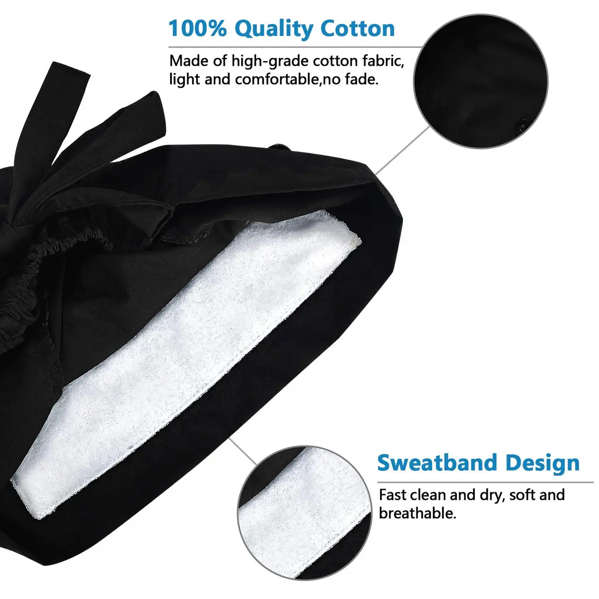 Fesciory Scrub Cap for Women Adjustable Tie Back Hat with Buttons - view 4
