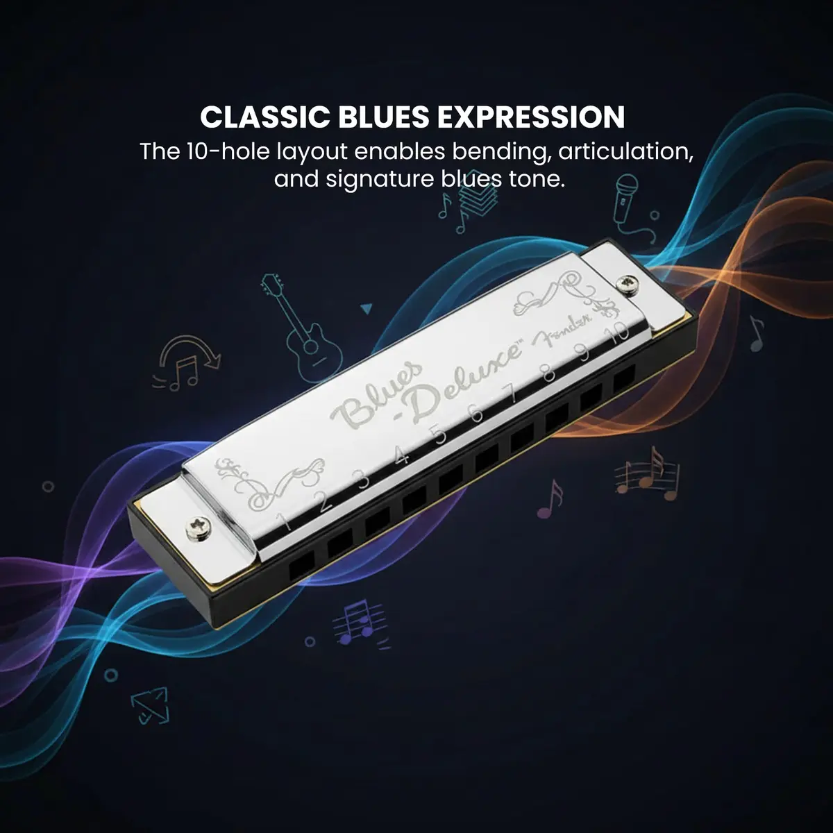 Fender Blues Deluxe Harmonica Key of C | Diatonic 10-Hole Classic Sound - view 5
