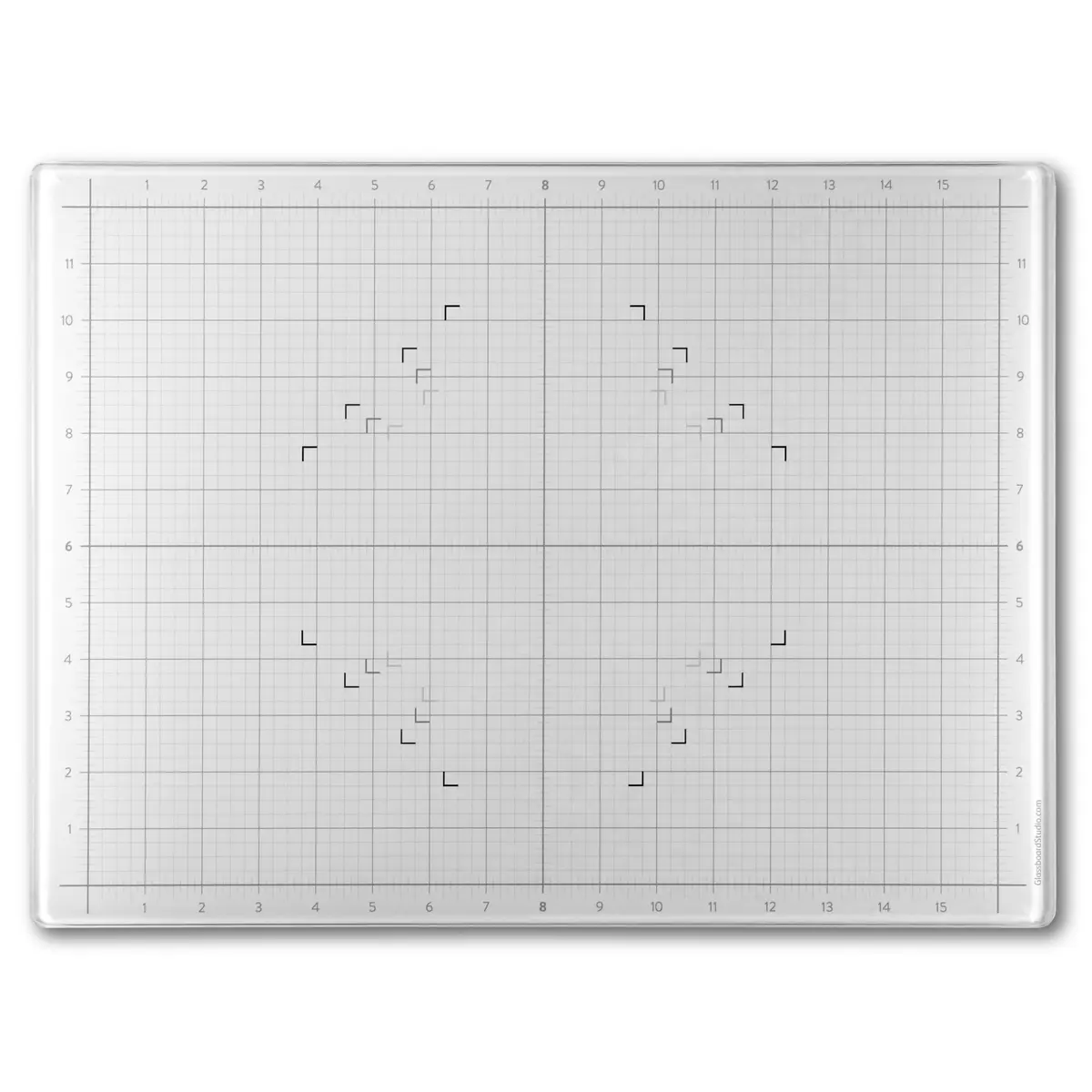 Glassboard Studio True White Glass Craft Mat (13.5x18in) | Heat & Scratch Resistant Craft Surface with Grid & Angle Lines - main product image