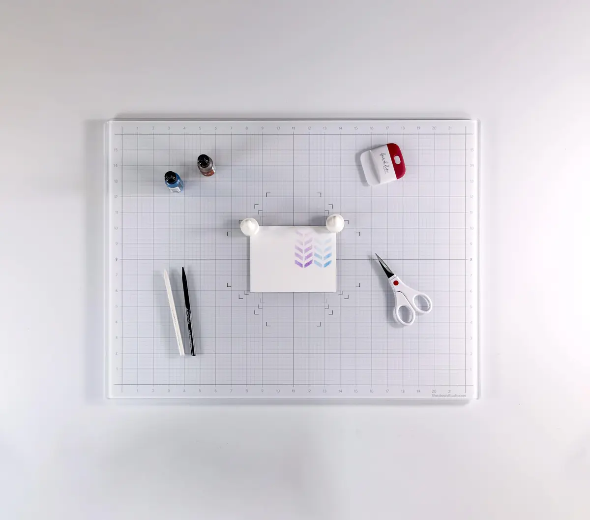 Glassboard Studio True White Glass Craft Mat (13.5x18in) | Heat & Scratch Resistant Craft Surface with Grid & Angle Lines - view 4