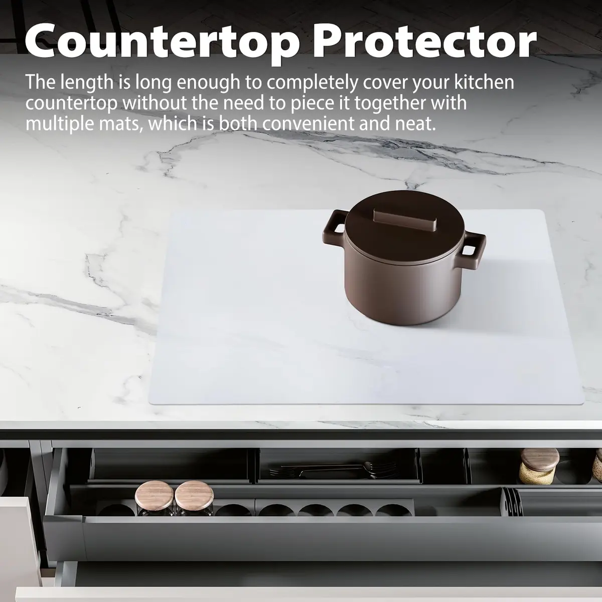 Folksy Super Kitchen Thick Silicone Counter Mat 59.4cm x 39.6cm (23.4"x15.6") | Protects Kitchen Counters from Heat and Stains - view 7