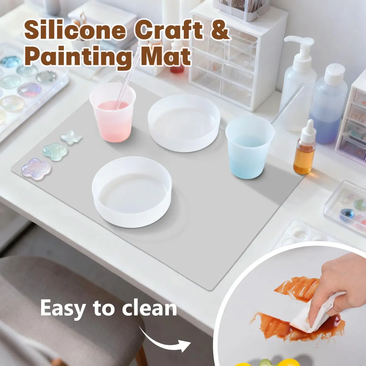 Folksy Super Kitchen Thick Silicone Counter Mat 20×28 inches | Heat Resistant, Reusable, Large Set of 2 - view 5