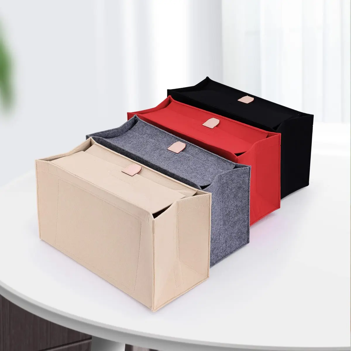 Doxo Felt Purse Organizer Insert for LV On The Go GM, With Cover, Beige | Keeps Bag Shape & Organizes Contents - view 6