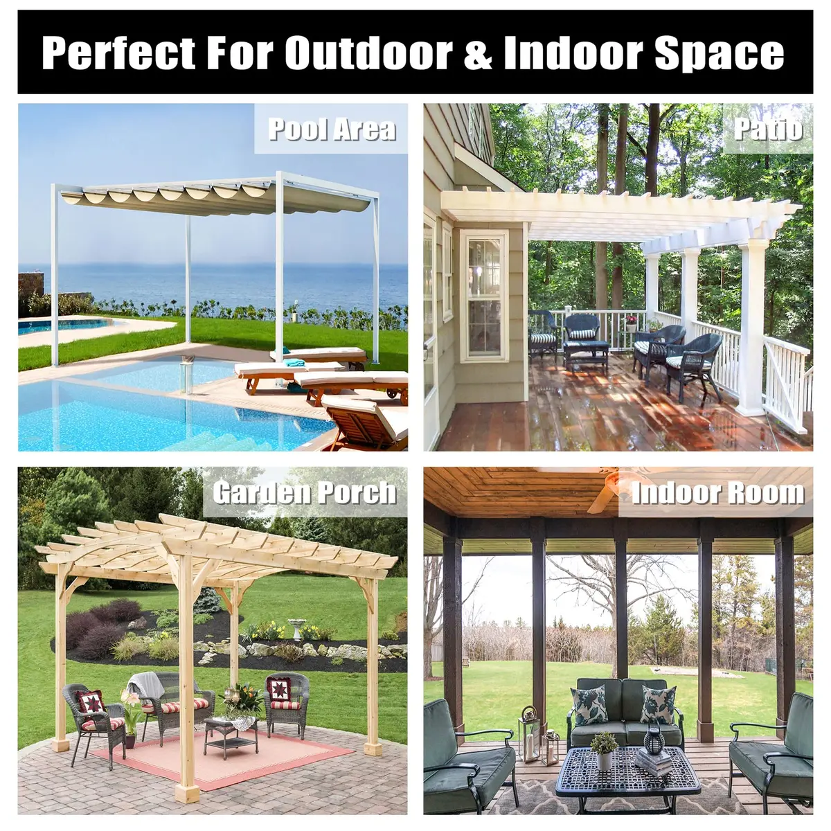 Easy-Going Outdoor Curtains for Patio 110x108 inch Khaki | Waterproof Windproof Privacy Panel - view 7