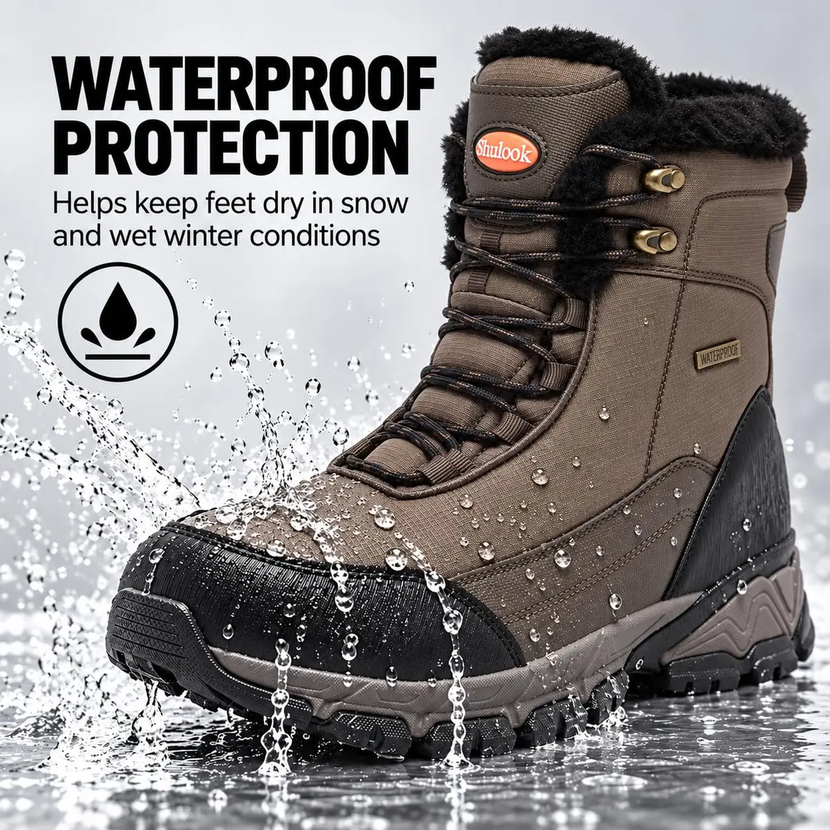 SHULOOK Men's Waterproof Snow Boots Ankle-High Insulated Warm Lined | Dependable Winter Footwear - view 5