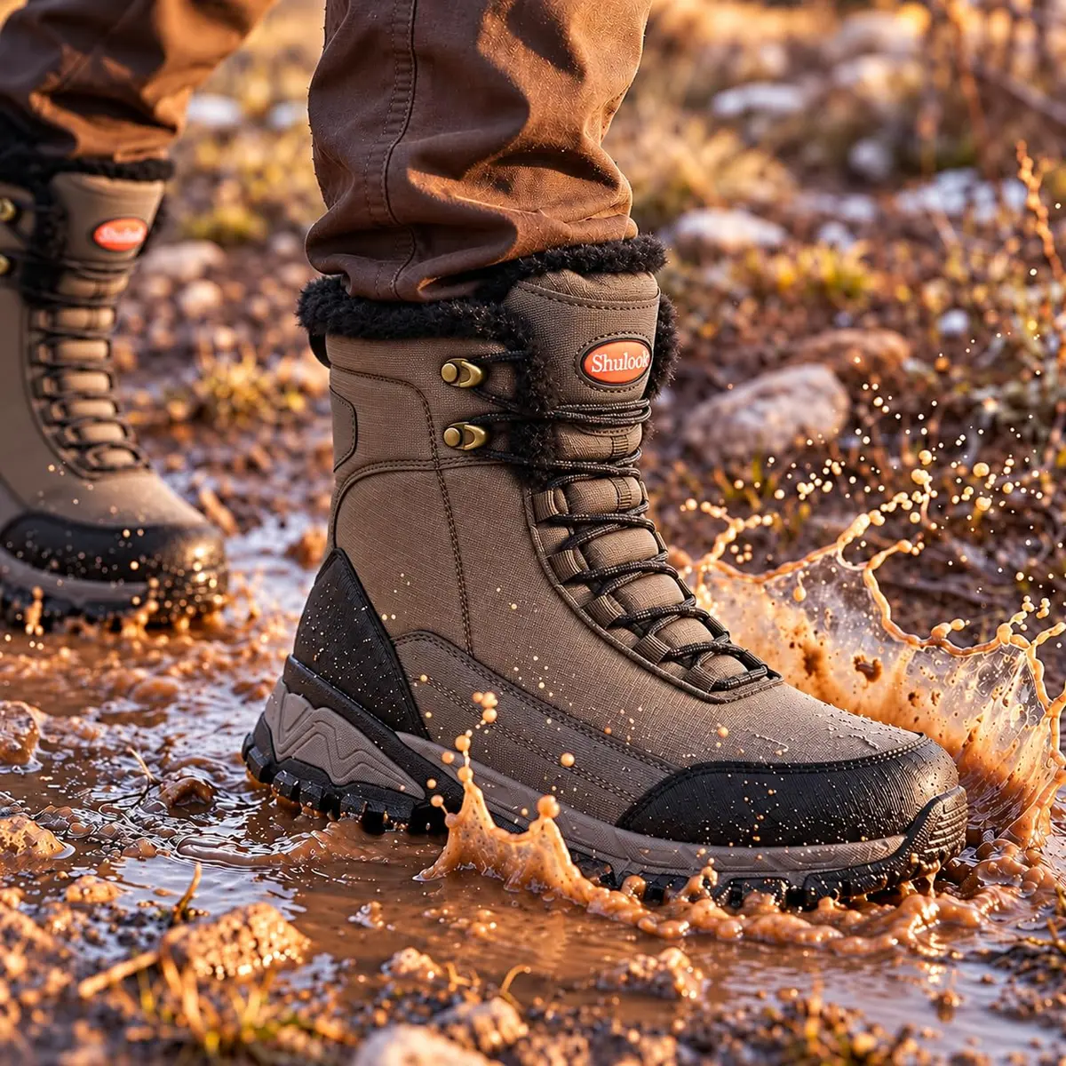 SHULOOK Men's Waterproof Snow Boots Ankle-High Insulated Warm Lined | Dependable Winter Footwear - view 3