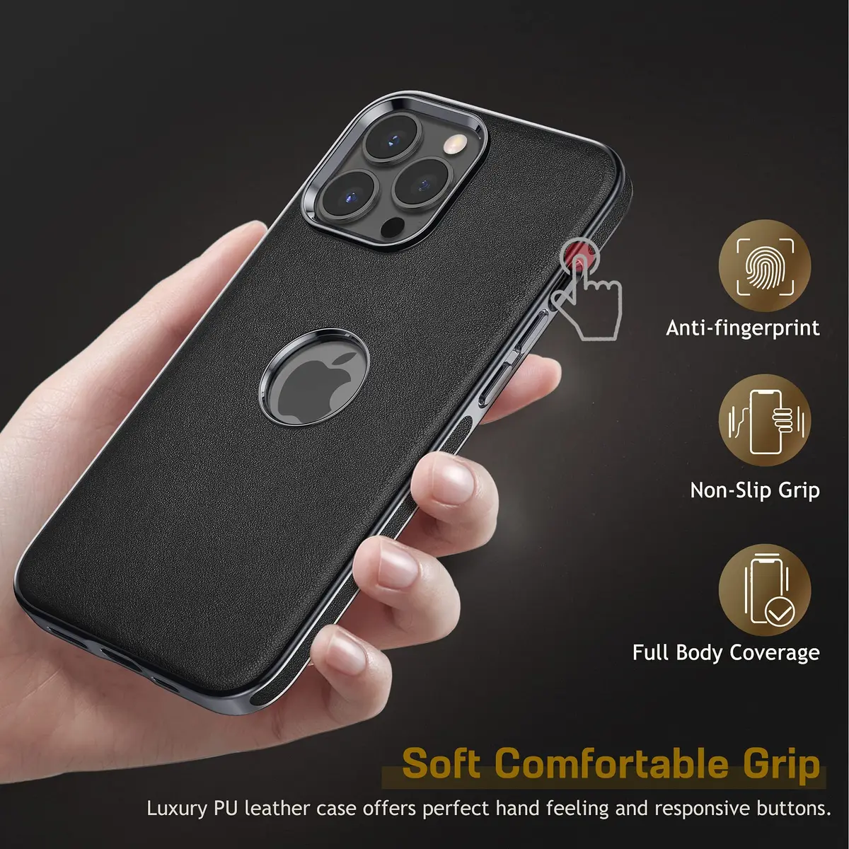 LOHASIC Leather Case for iPhone 13 Pro Max 6.7" | Elegant Vintage Business Cover in Black - view 5