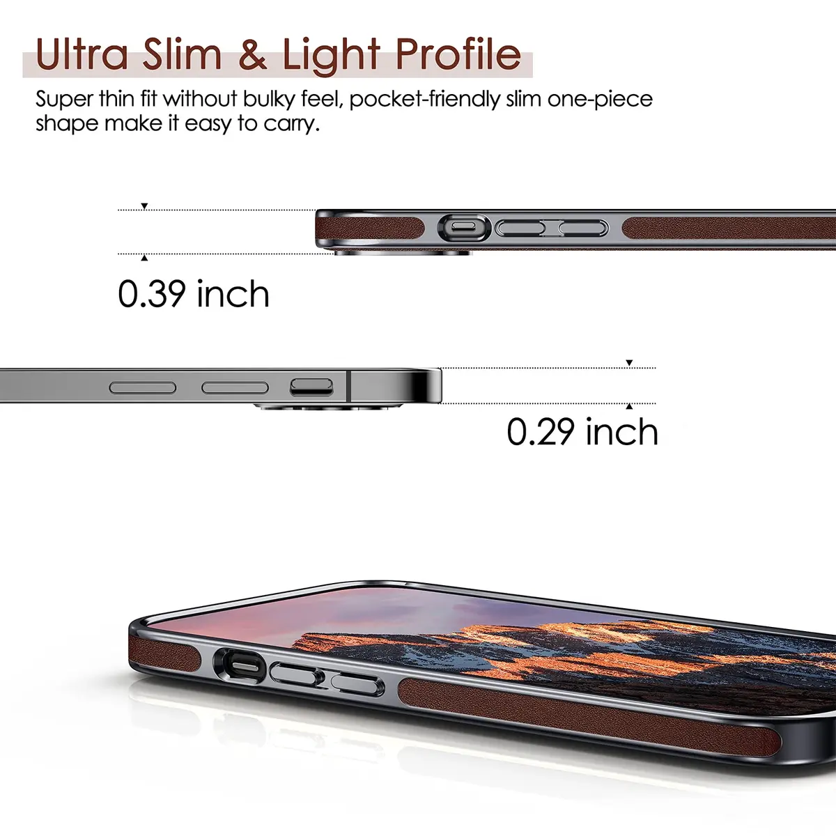 LOHASIC Leather Case for iPhone 13 Pro Max 6.7" | Slim Vintage Leather Cover for Men & Women - view 4