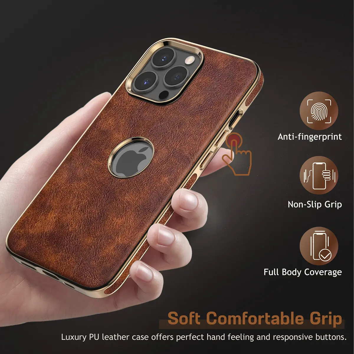 LOHASIC for iPhone 13 Pro Max Leather Case, Slim Phone Case, Vintage Brown | Elegant & Protective - view 5