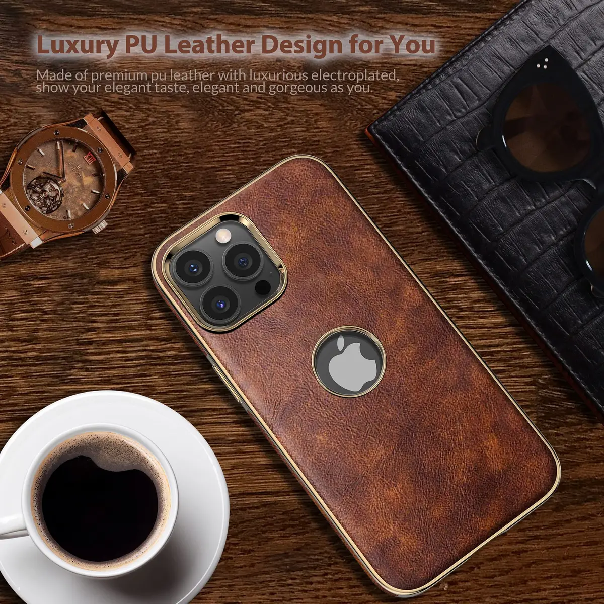 LOHASIC for iPhone 13 Pro Max Leather Case, Slim Phone Case, Vintage Brown | Elegant & Protective - view 3