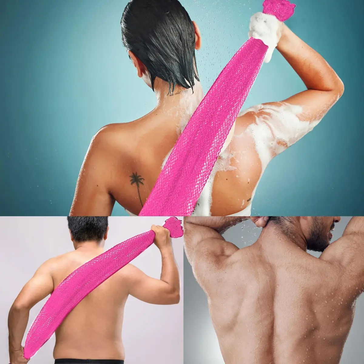 JASSINS African Net Sponge Pink | Exfoliating Body Shower Scrubber 170cm (5.6ft) - view 4