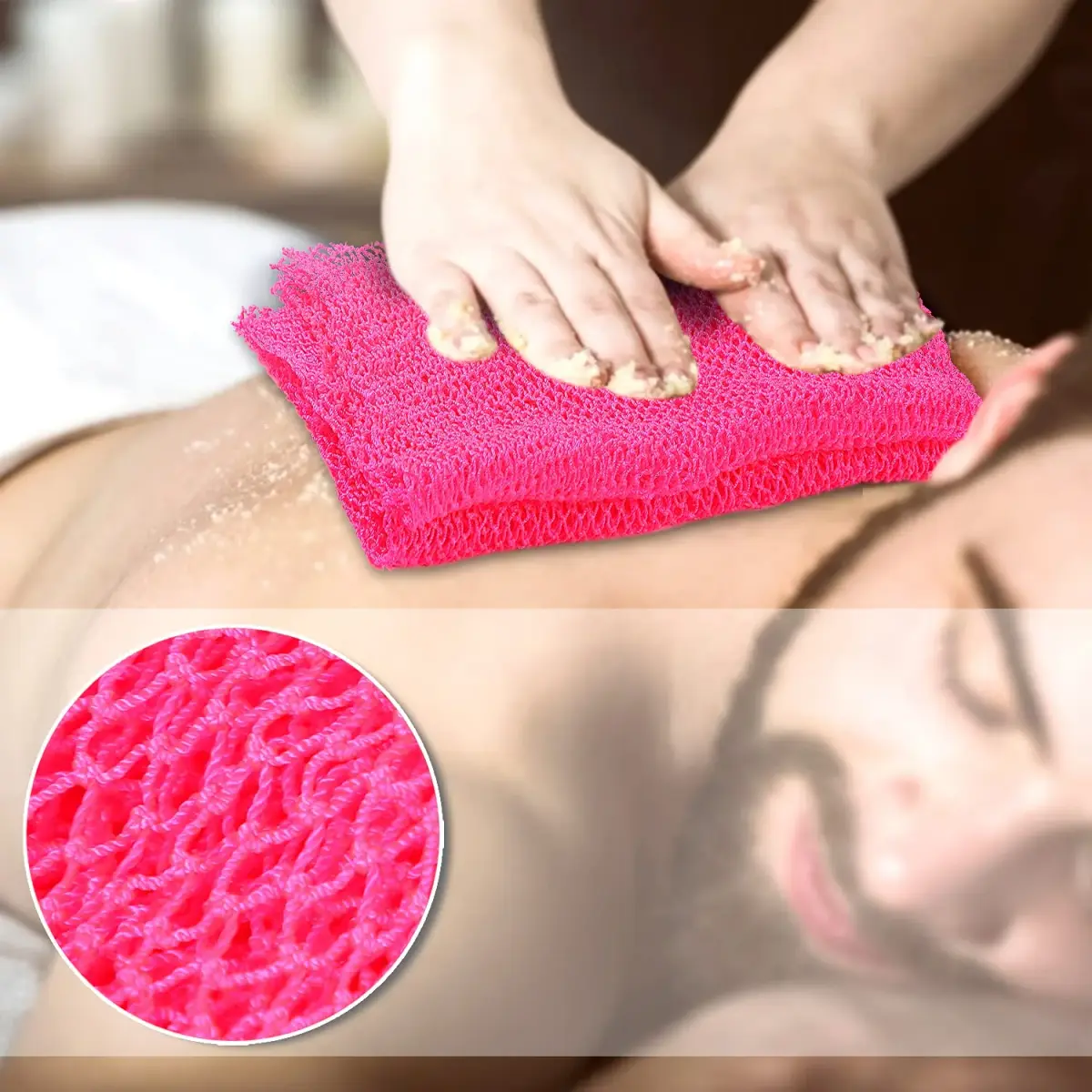 JASSINS African Net Sponge Pink | Exfoliating Body Shower Scrubber 170cm (5.6ft) - view 7
