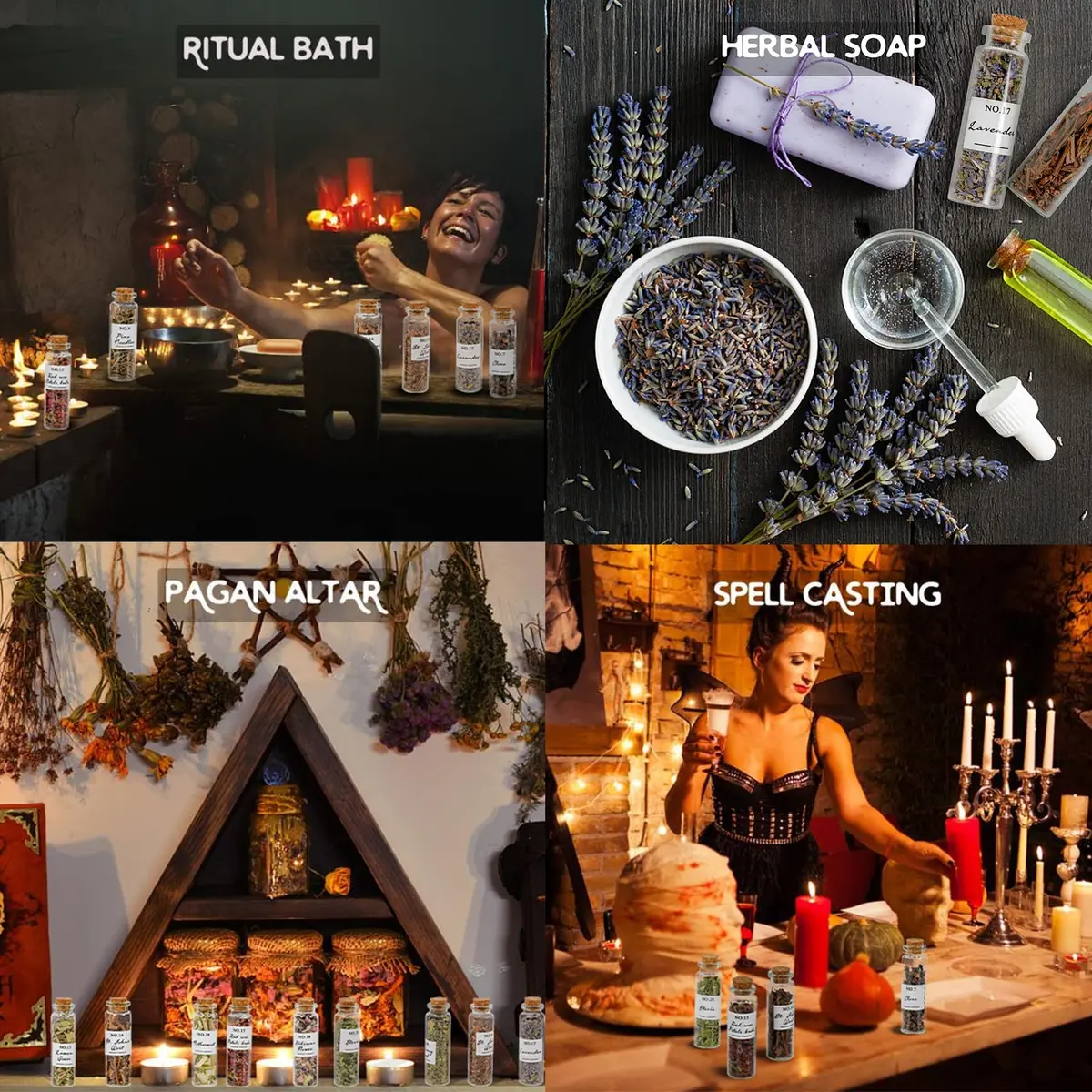 HOOMUU 30-Pack Witchcraft Herbs and Flowers for Altar Crafts | Natural Dried Botanicals for Spell Jars, DIY Gifts, and Home Decor - view 5