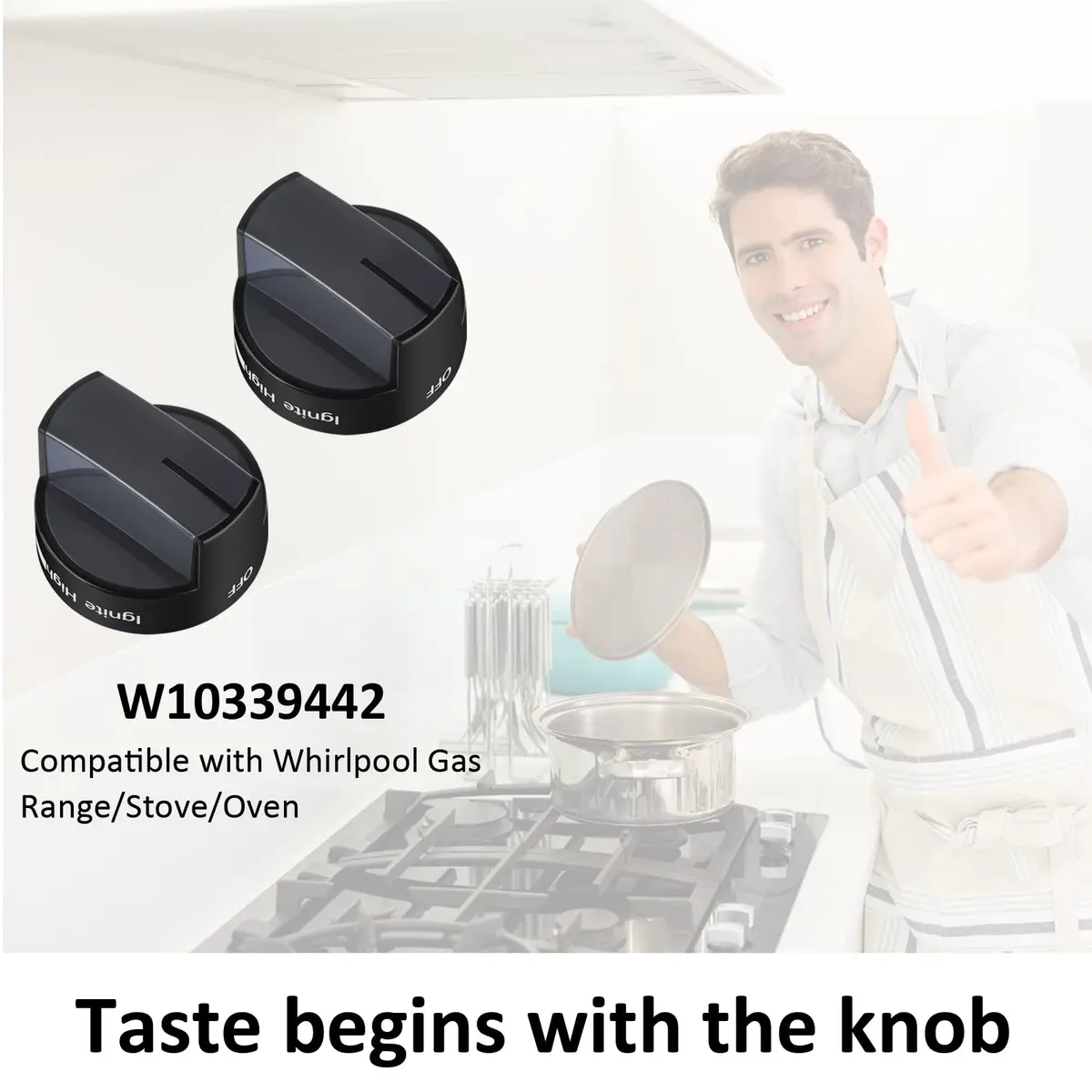 TURNEGOO Gas Stove Knobs Black 2 Pack | Compatible with Whirlpool Range & Oven - view 6