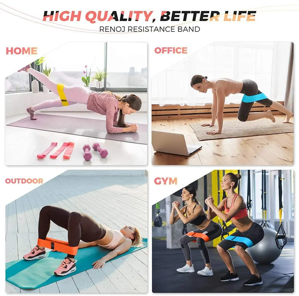 Renoj Resistance Bands for Working Out 3-Set | Heavy/Medium/Light Fabric Loops for Women Men - view 4